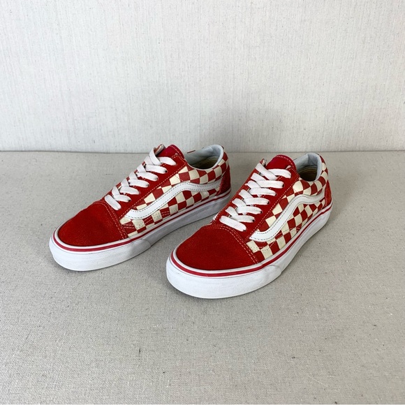 Vans~Women’s‎ Old Skool Retro Red Checkerboard Suede/Canvas Sneakers~Sz 5.5 - Picture 3 of 13